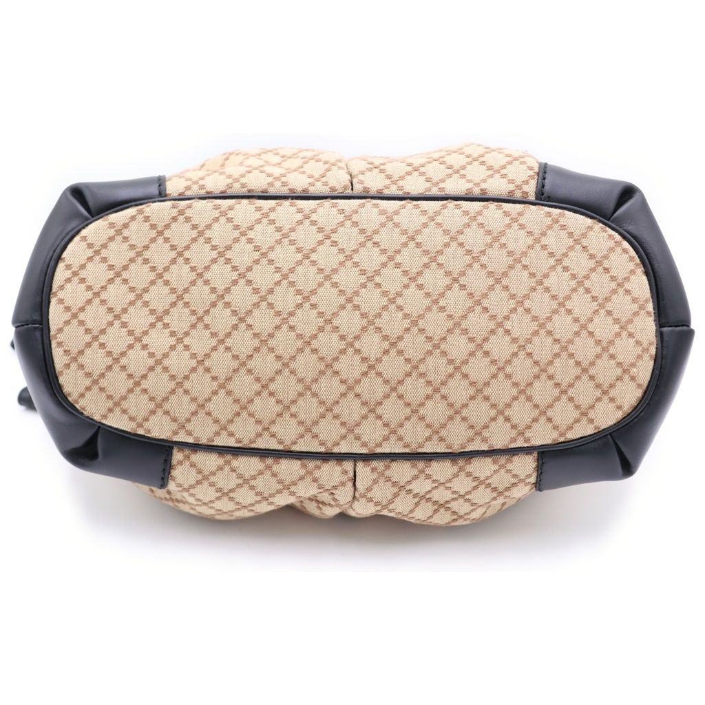 Gucci Diamanth 2-Way Shoulder Bag Black Beige Canvas Leather Gold — view 4