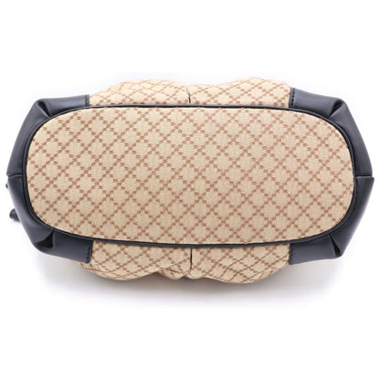Gucci Diamanth 2-Way Shoulder Bag Black Beige Canvas Leather Gold — view 4