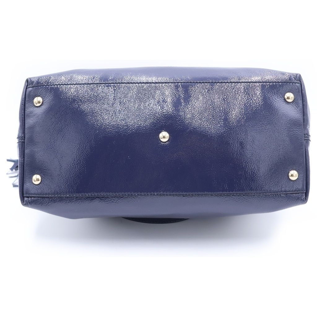 Gucci Soho Tote Shoulder Bag Navy Patent Leather Gold — view 4