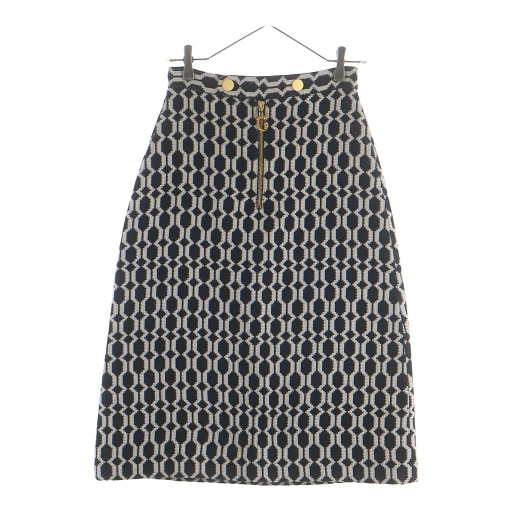 Gucci All Over Jacquard Monochrome Optical Tweed Knit Skirt Black