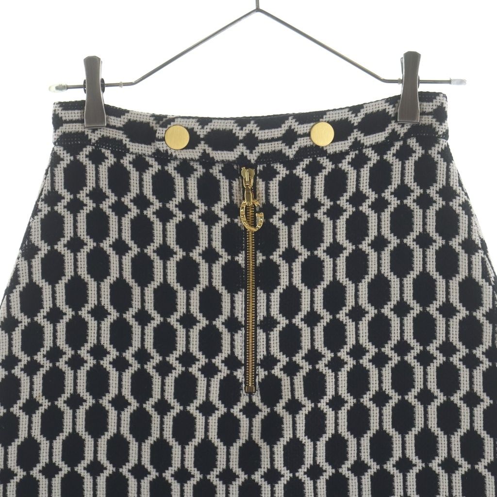 Gucci All Over Jacquard Monochrome Optical Tweed Knit Skirt Black — view 3