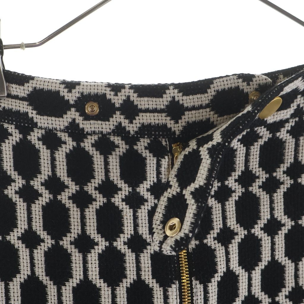 Gucci All Over Jacquard Monochrome Optical Tweed Knit Skirt Black — view 4