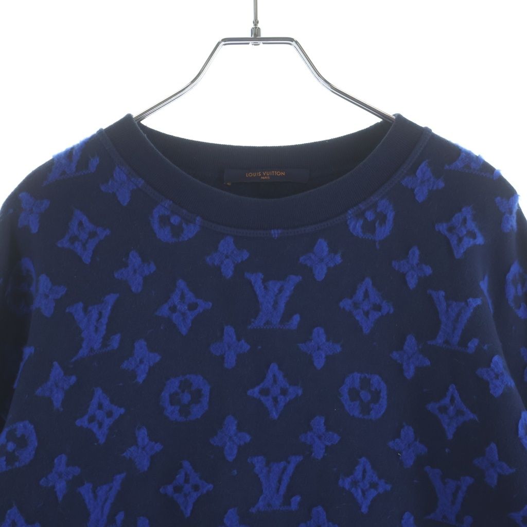 Louis Vuitton Full Monogram Jacquard Crew Neck Pullover Sweatshirt Blue — view 3