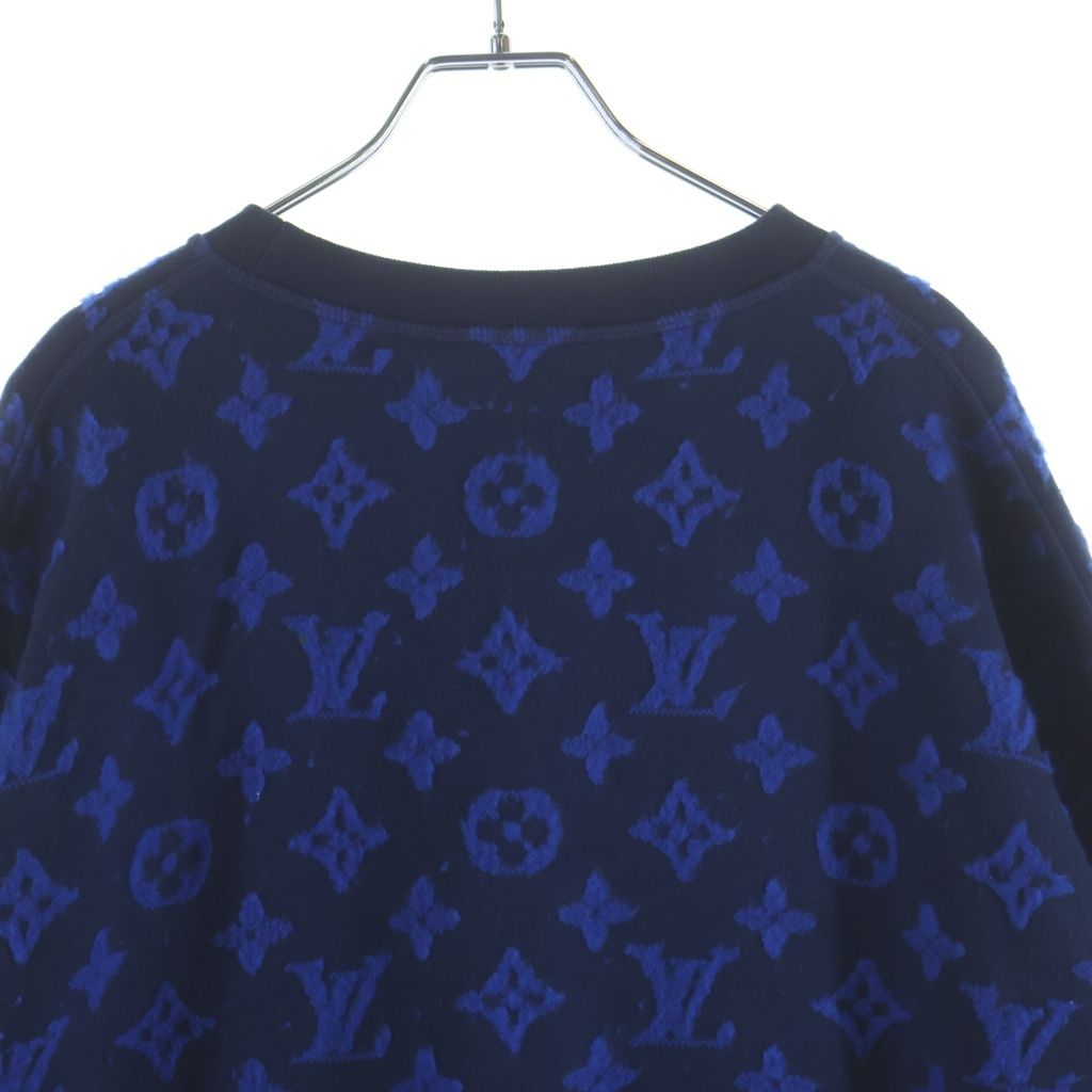 Louis Vuitton Full Monogram Jacquard Crew Neck Pullover Sweatshirt Blue — view 4