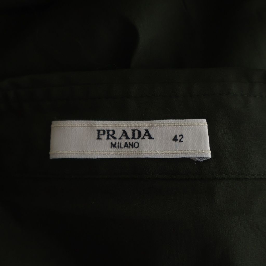 Prada Lace Decoration Stretch Long Sleeve Shirt Khaki — view 7
