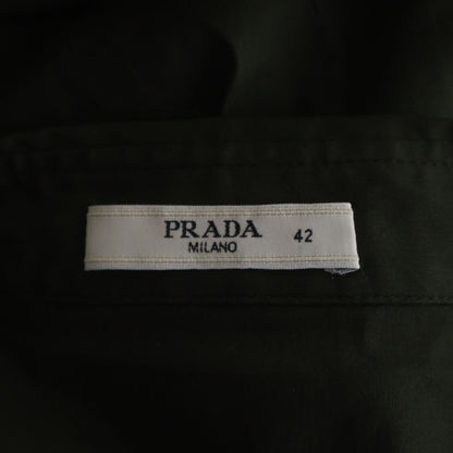Prada Lace Decoration Stretch Long Sleeve Shirt Khaki — view 7