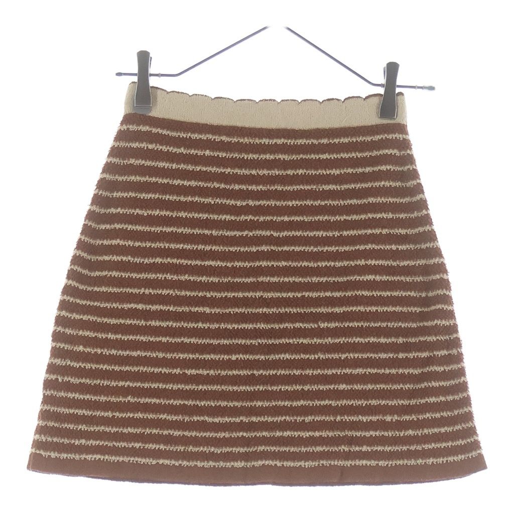 Miu Miu Striped Pattern Cotton Skirt Brown White