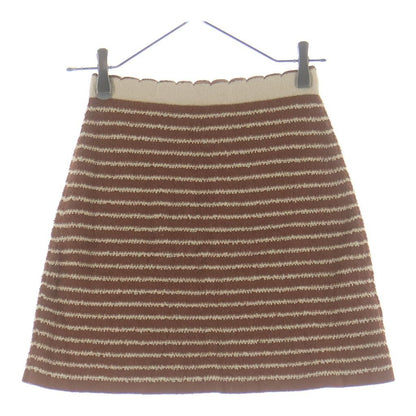 Miu Miu Striped Pattern Cotton Skirt Brown White — view 2