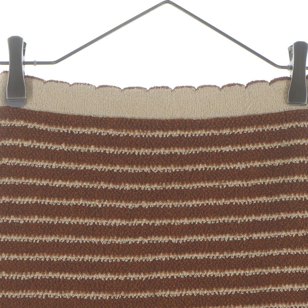 Miu Miu Striped Pattern Cotton Skirt Brown White — view 3