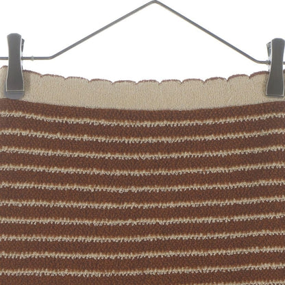 Miu Miu Striped Pattern Cotton Skirt Brown White — view 3