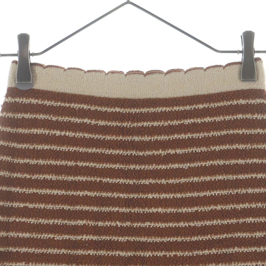 Miu Miu Striped Pattern Cotton Skirt Brown White — view 4