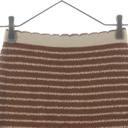 Miu Miu Striped Pattern Cotton Skirt Brown White — view 4