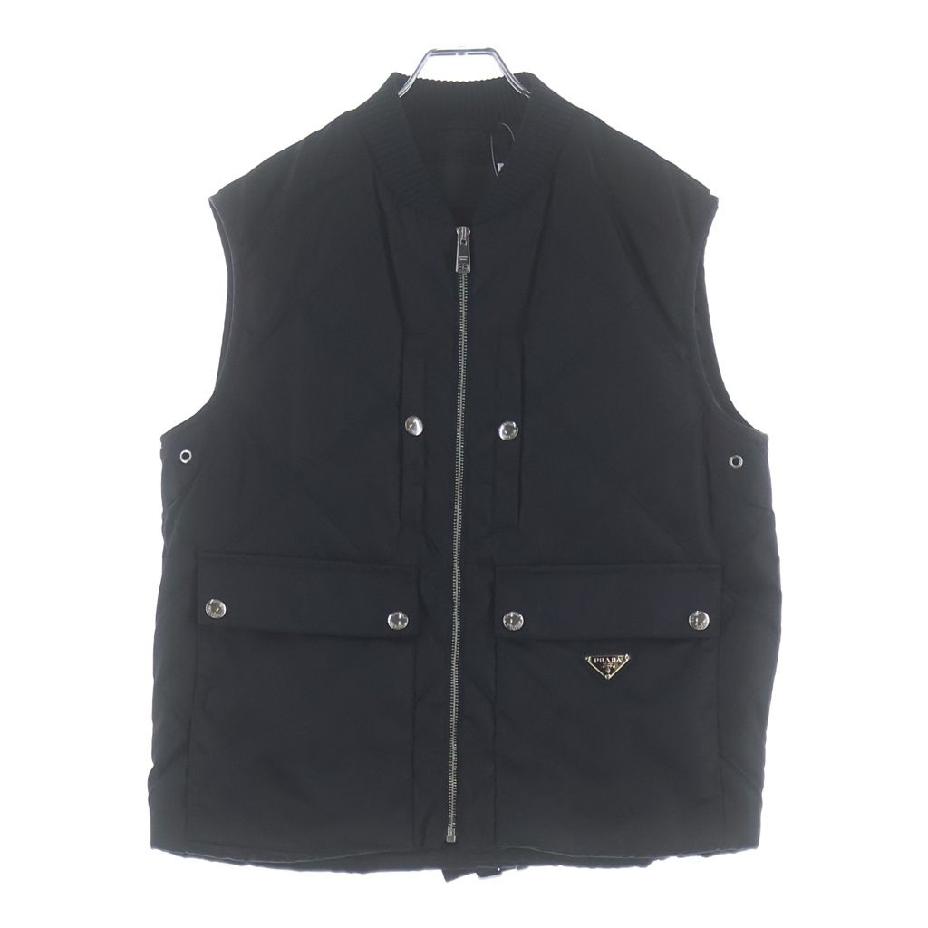 Prada Zip Up Nylon Quilted Vest Black