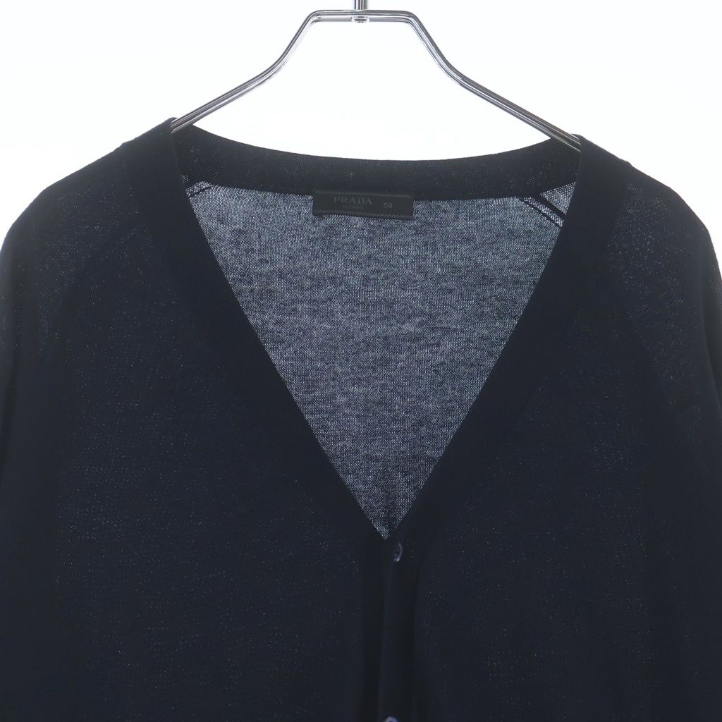 Prada Cashmere Blend Knit Cardigan Navy — view 3