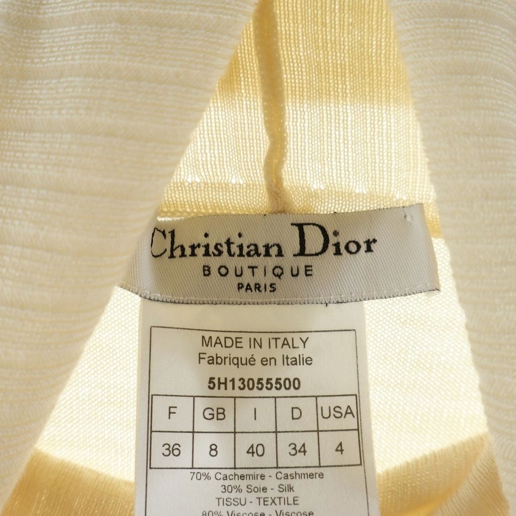 Dior Turtleneck Hem Pocket Cut Off Silk Blend Cashmere Knit Sweater Ivory — view 7