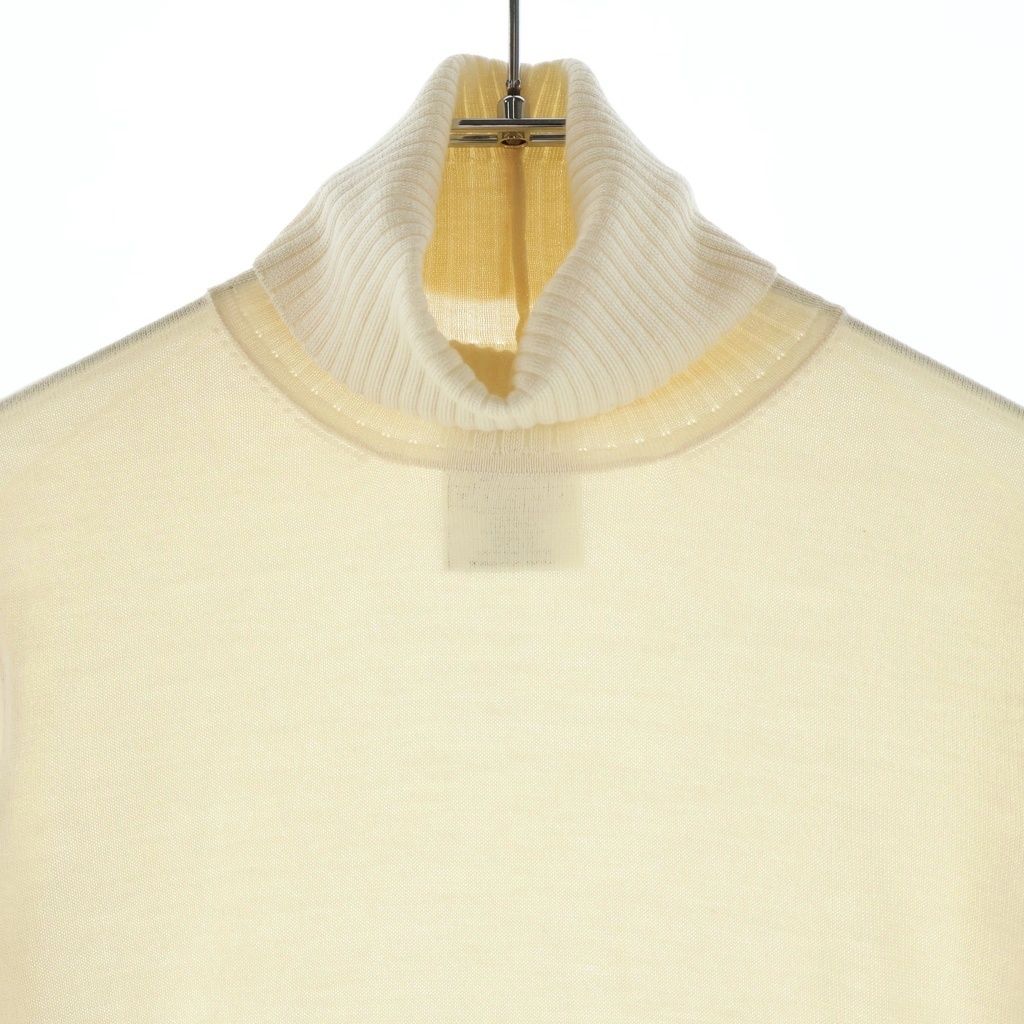 Dior Turtleneck Hem Pocket Cut Off Silk Blend Cashmere Knit Sweater Ivory — view 3