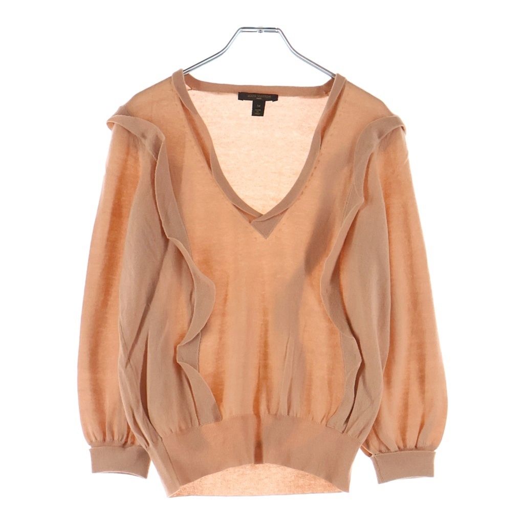 Louis Vuitton Neck Cashmere Knit Sweater Pink Beige