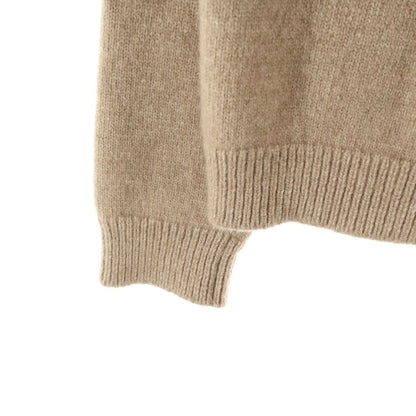 Versace Gianni Logo Jacquard Crew Neck Wool Long Sleeve Knit Sweater Beige Navy — view 5