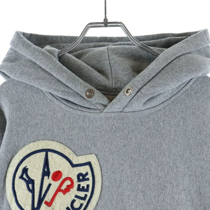 Moncler Maglia Con Cappuccio Logo Patch Hooded Sweatshirt Hoodie Gray — view 3