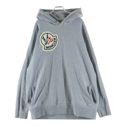Moncler Maglia Con Cappuccio Logo Patch Hooded Sweatshirt Hoodie Gray