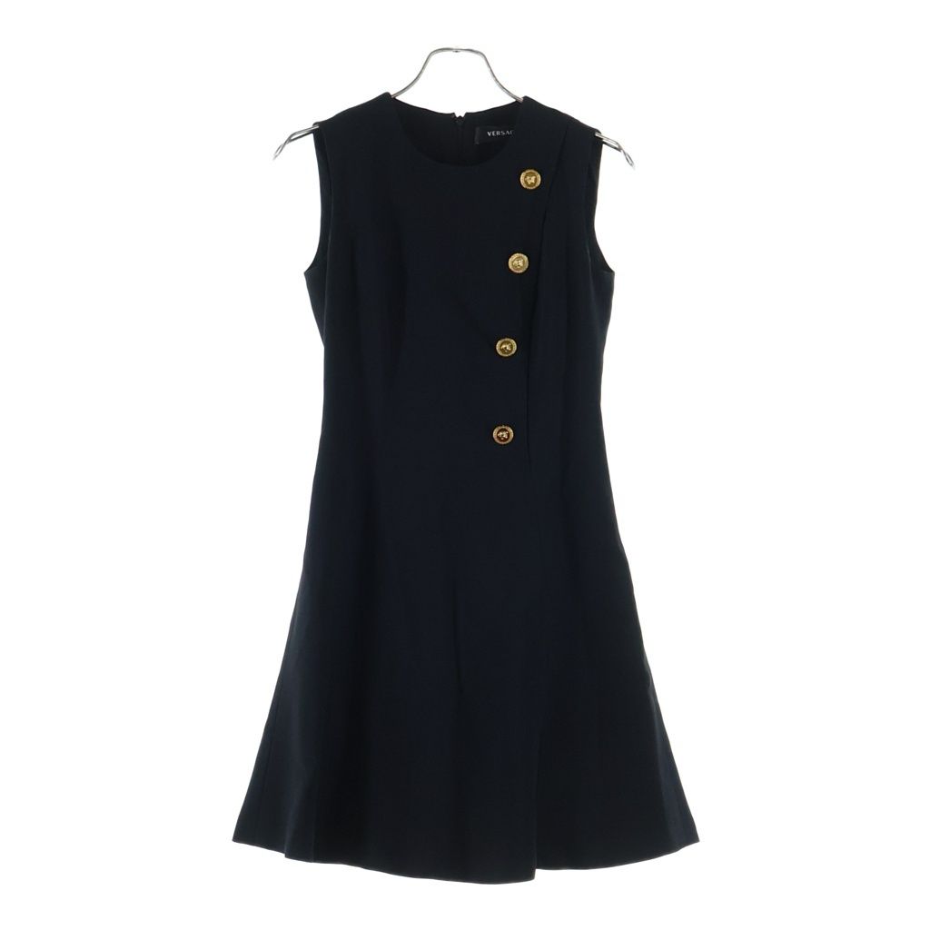 Versace Medusa Button Little Sleeve Dress Black
