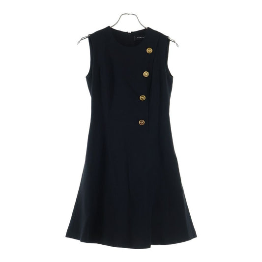 Versace Medusa Button Little Sleeve Dress Black