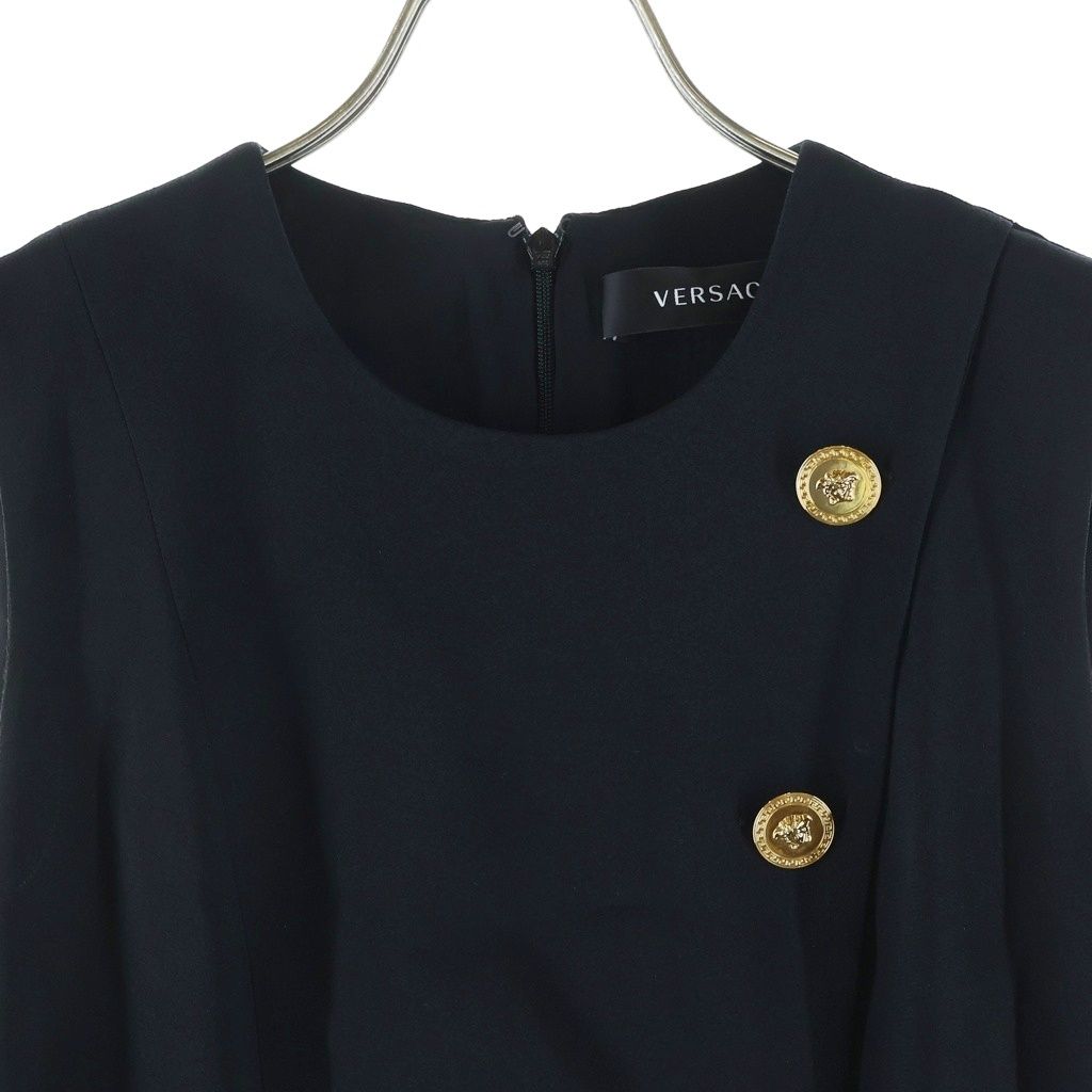 Versace Medusa Button Little Sleeve Dress Black — view 3
