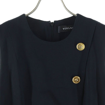 Versace Medusa Button Little Sleeve Dress Black — view 3