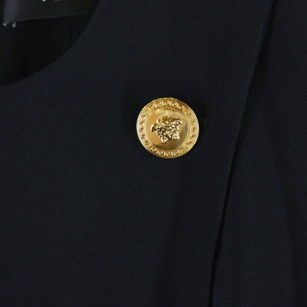 Versace Medusa Button Little Sleeve Dress Black — view 4