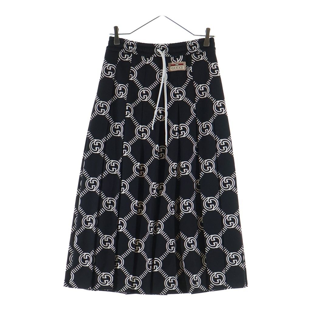 Gucci Interlocking All Over Print Long Flare Skirt Black