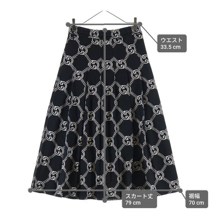 Gucci Interlocking All Over Print Long Flare Skirt Black — view 9