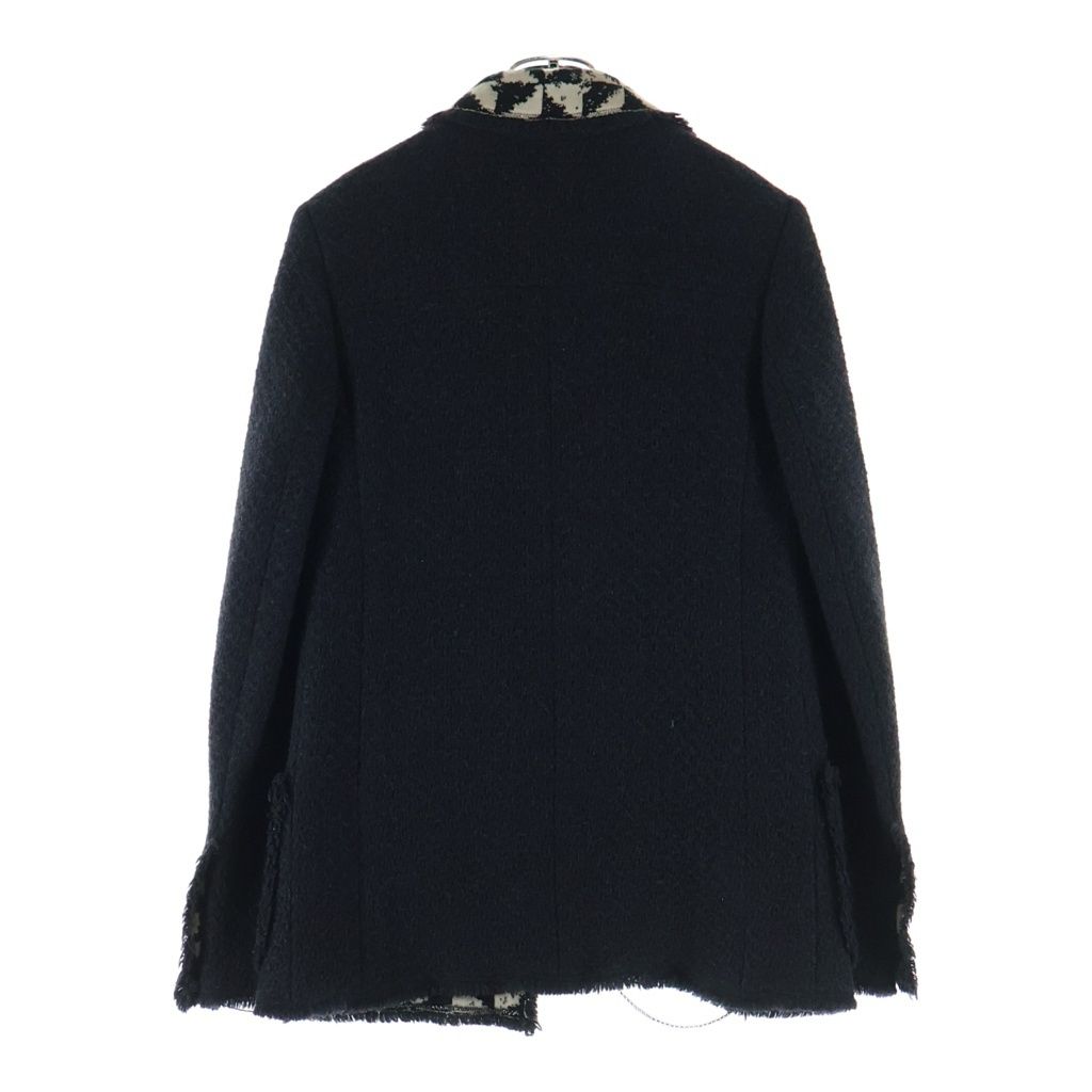 Chanel Angora Blend Wool Tweed Long Jacket Dark Gray — view 2