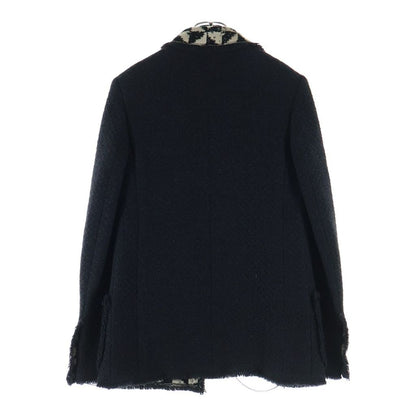 Chanel Angora Blend Wool Tweed Long Jacket Dark Gray — view 2