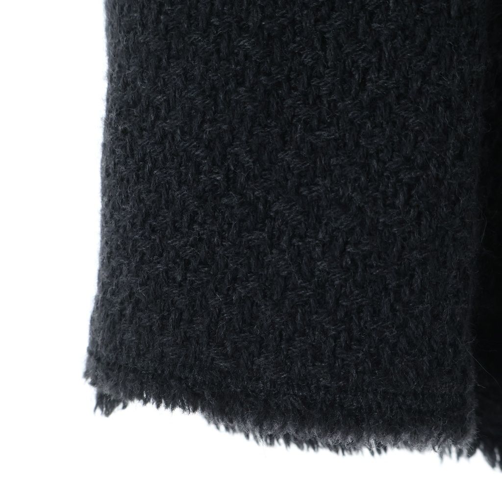 Chanel Angora Blend Wool Tweed Long Jacket Dark Gray — view 5