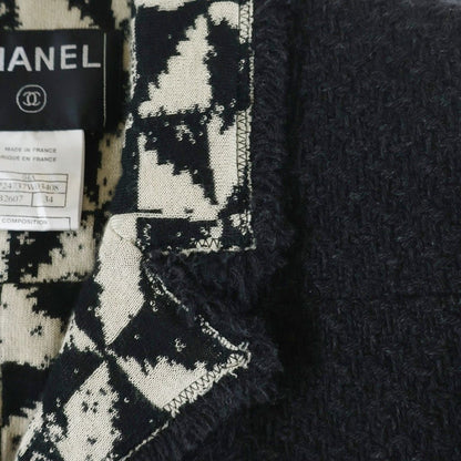 Chanel Angora Blend Wool Tweed Long Jacket Dark Gray — view 4