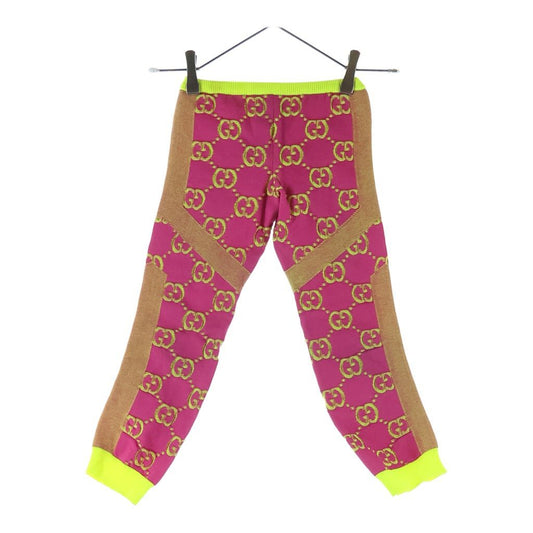 Gucci GG Logo All Over Pattern Kids Leggings Pink Yellow Pants
