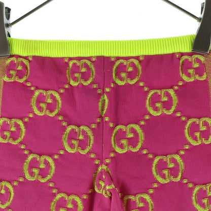 Gucci GG Logo All Over Pattern Kids Leggings Pink Yellow Pants — view 3
