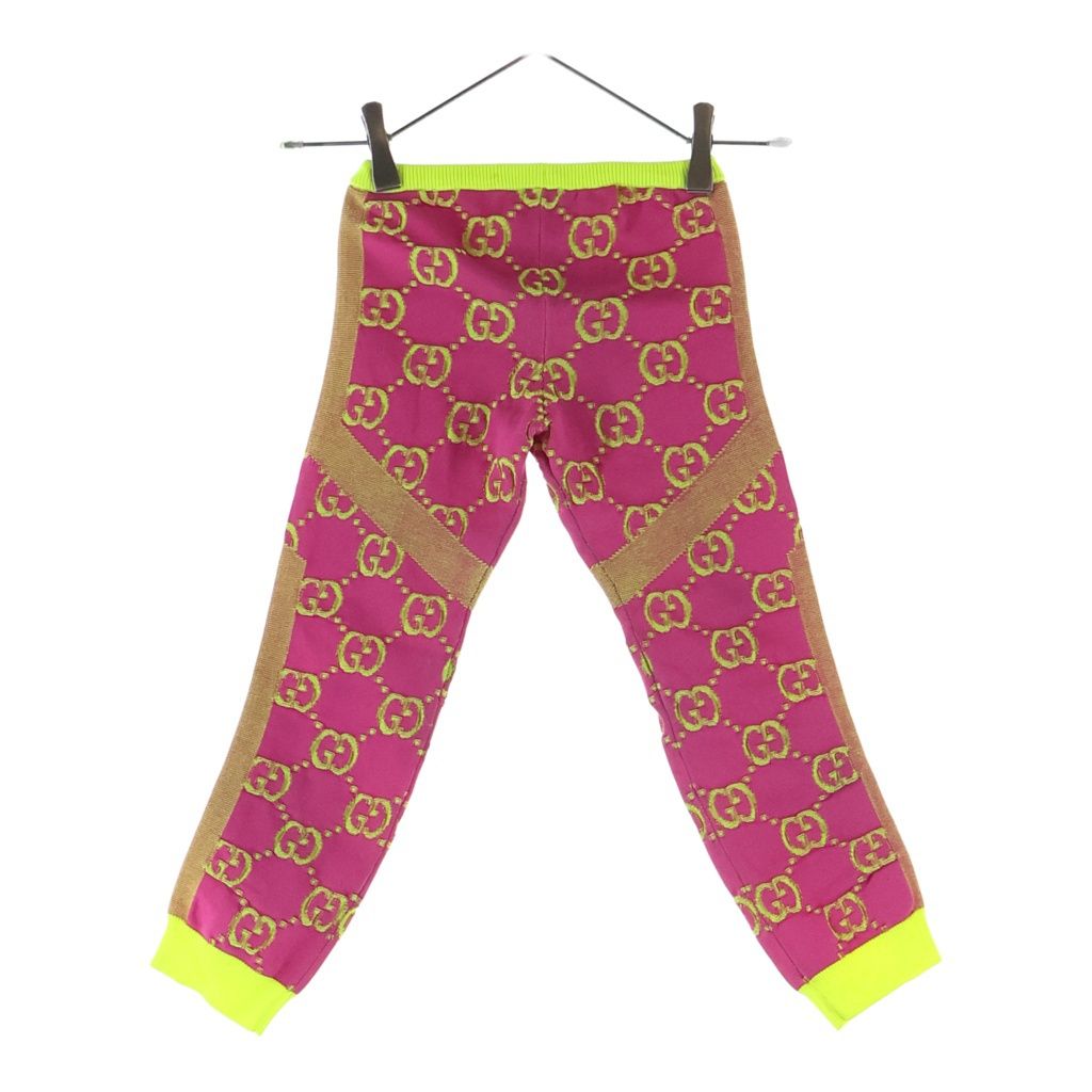 Gucci GG Logo All Over Pattern Kids Leggings Pink Yellow Pants — view 2