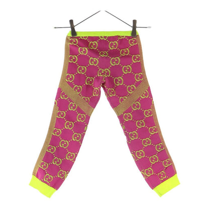 Gucci GG Logo All Over Pattern Kids Leggings Pink Yellow Pants — view 2
