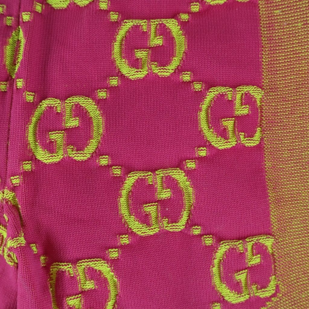 Gucci GG Logo All Over Pattern Kids Leggings Pink Yellow Pants — view 4