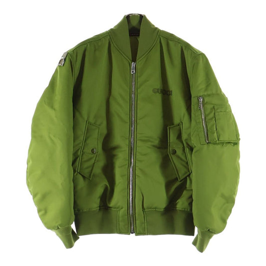 Gucci Front Logo Nylon Twill Bomber Jacket Light Green