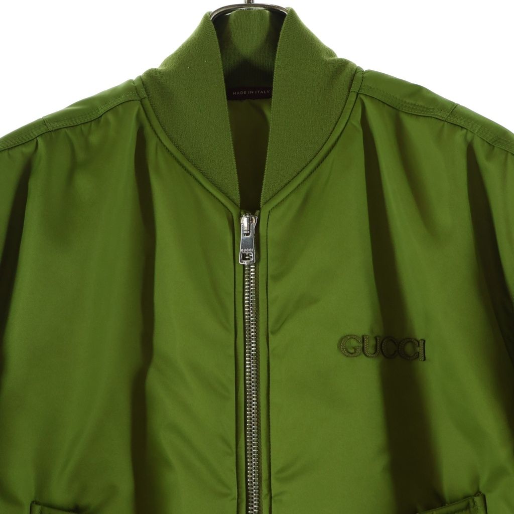 Gucci Front Logo Nylon Twill Bomber Jacket Light Green — view 3