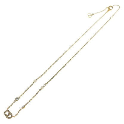 Dior Clair de Lune CD Logo Rhinestone Chain Necklace Gold — view 2
