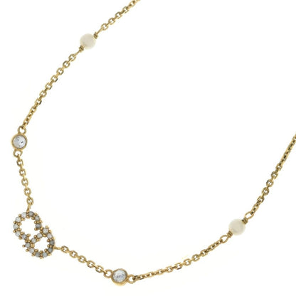 Dior Clair de Lune CD Logo Rhinestone Chain Necklace Gold