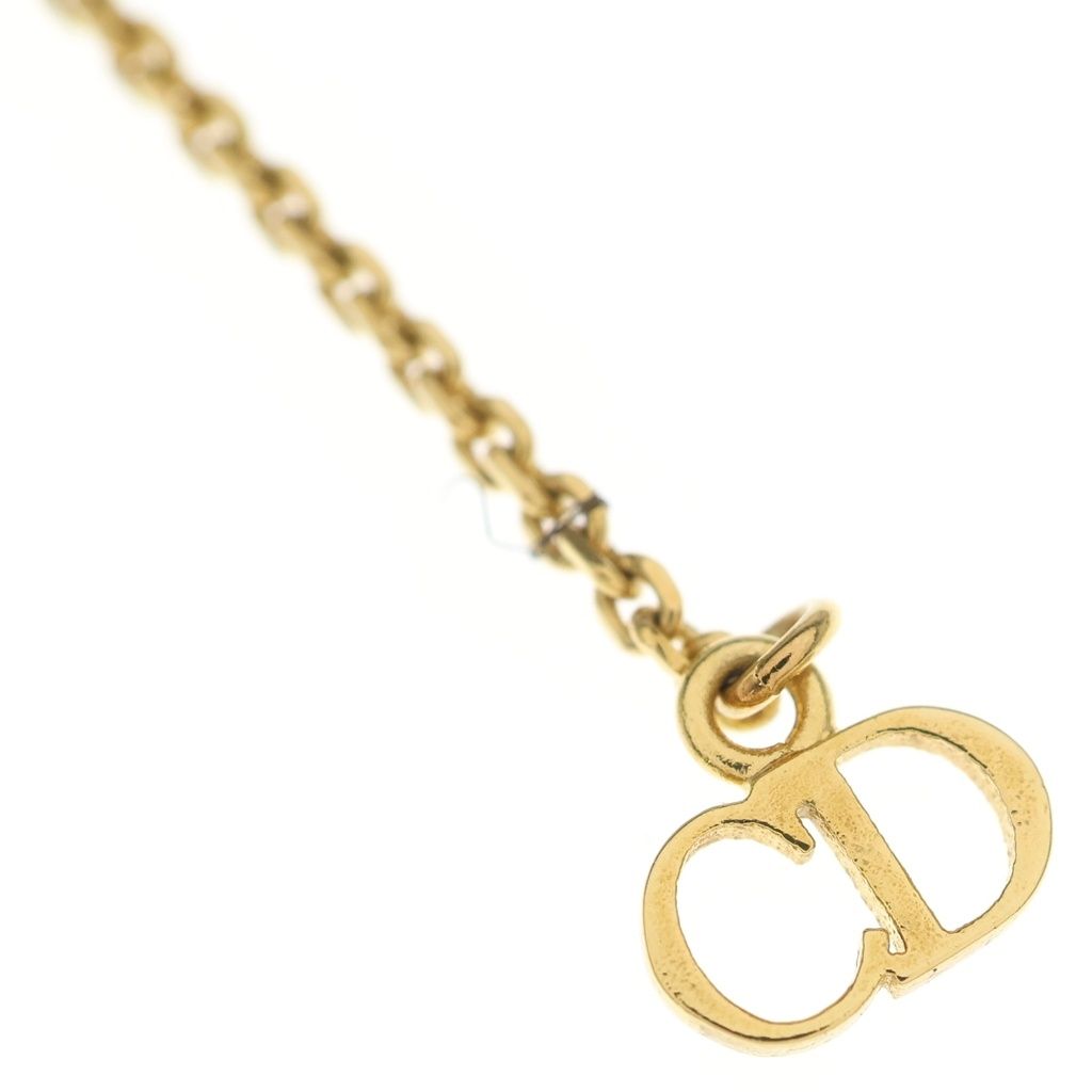 Dior Clair de Lune CD Logo Rhinestone Chain Necklace Gold — view 5