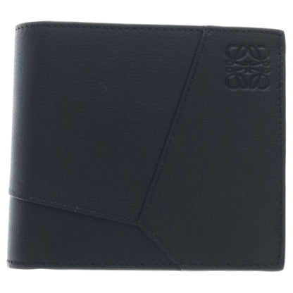 Loewe Puzzle Bifold Wallet Compact Card Case Black Leather