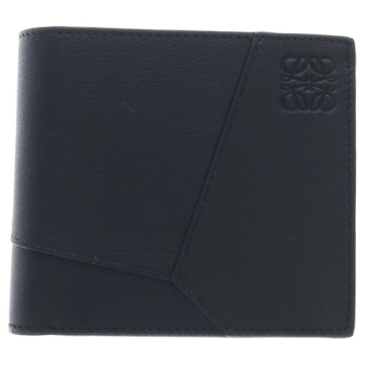 Loewe Puzzle Bifold Wallet Compact Card Case Black Leather