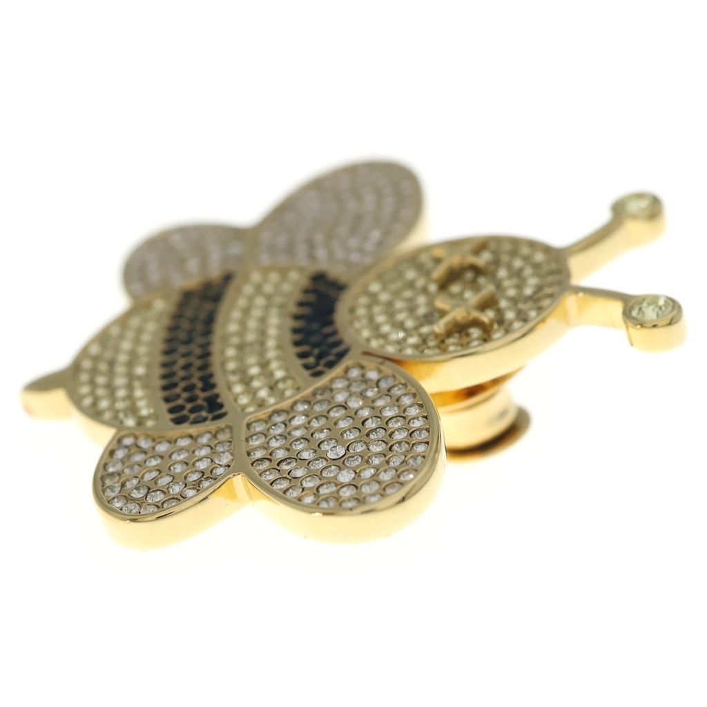 Dior Kaws Bee Pin Yellow Rhinestone Brooch Pin Gold — view 4