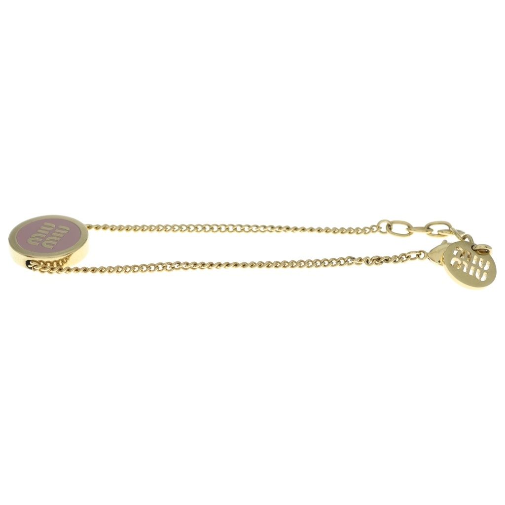 Miu Miu Logo Chain Bracelet Gold Plated Pink — view 4