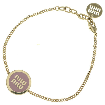Miu Miu Logo Chain Bracelet Gold Plated Pink